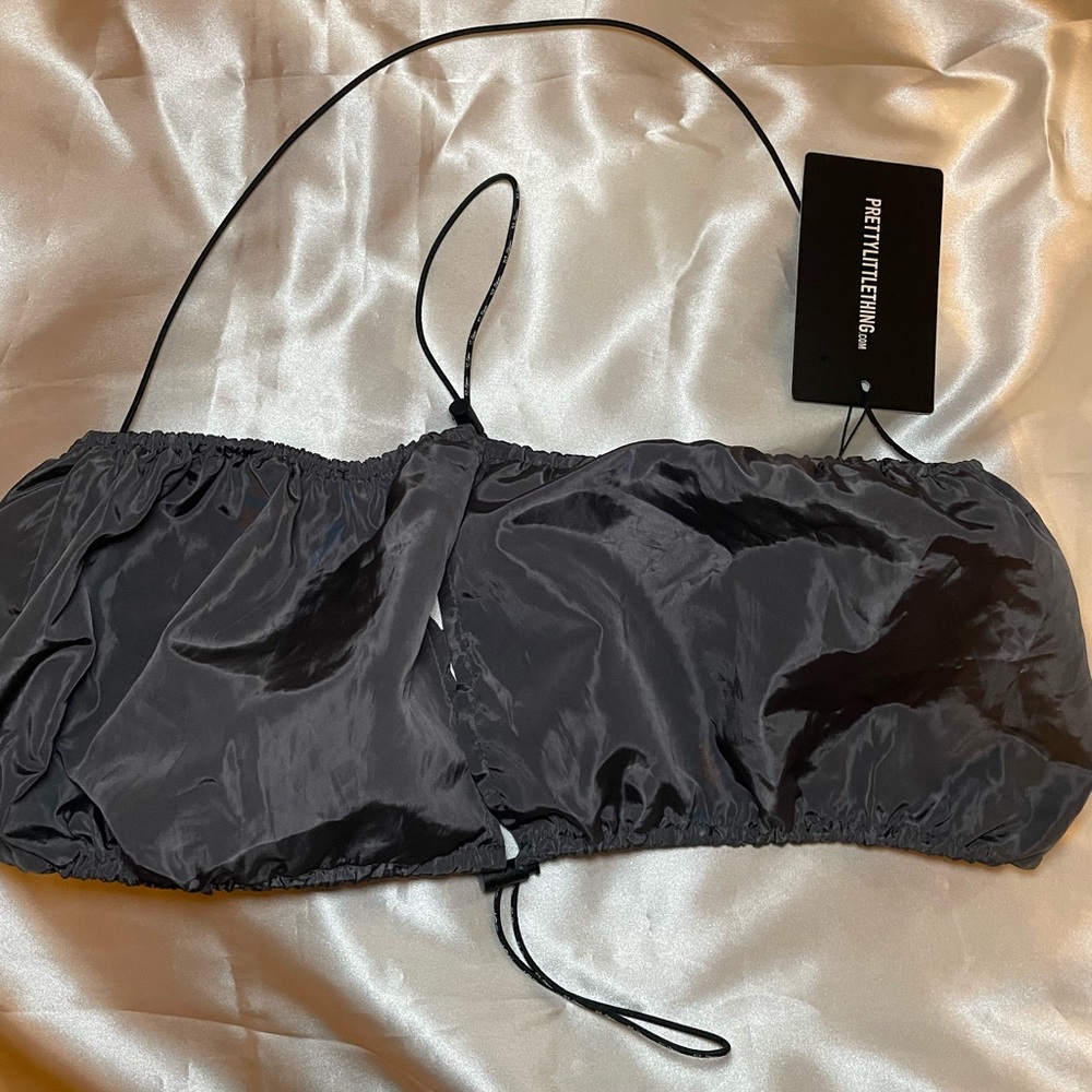PrettyLittleThing Shiny Black Tube Top
